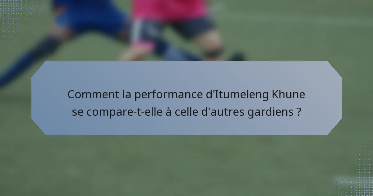 Comment la performance d'Itumeleng Khune se compare-t-elle à celle d'autres gardiens ?