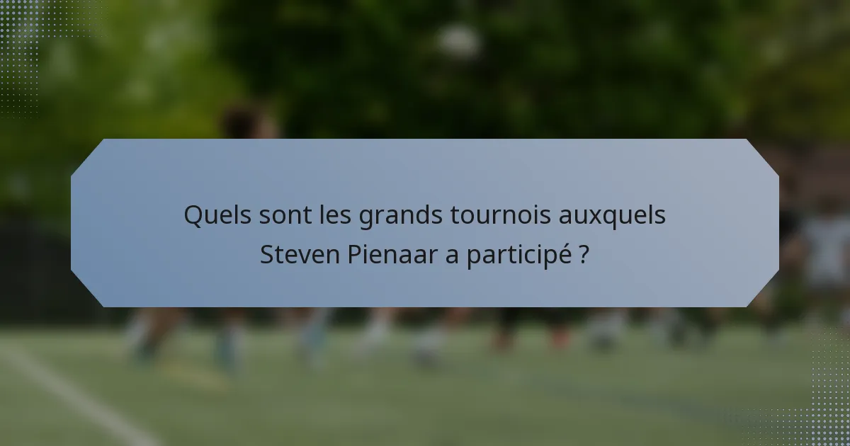 Quels sont les grands tournois auxquels Steven Pienaar a participé ?